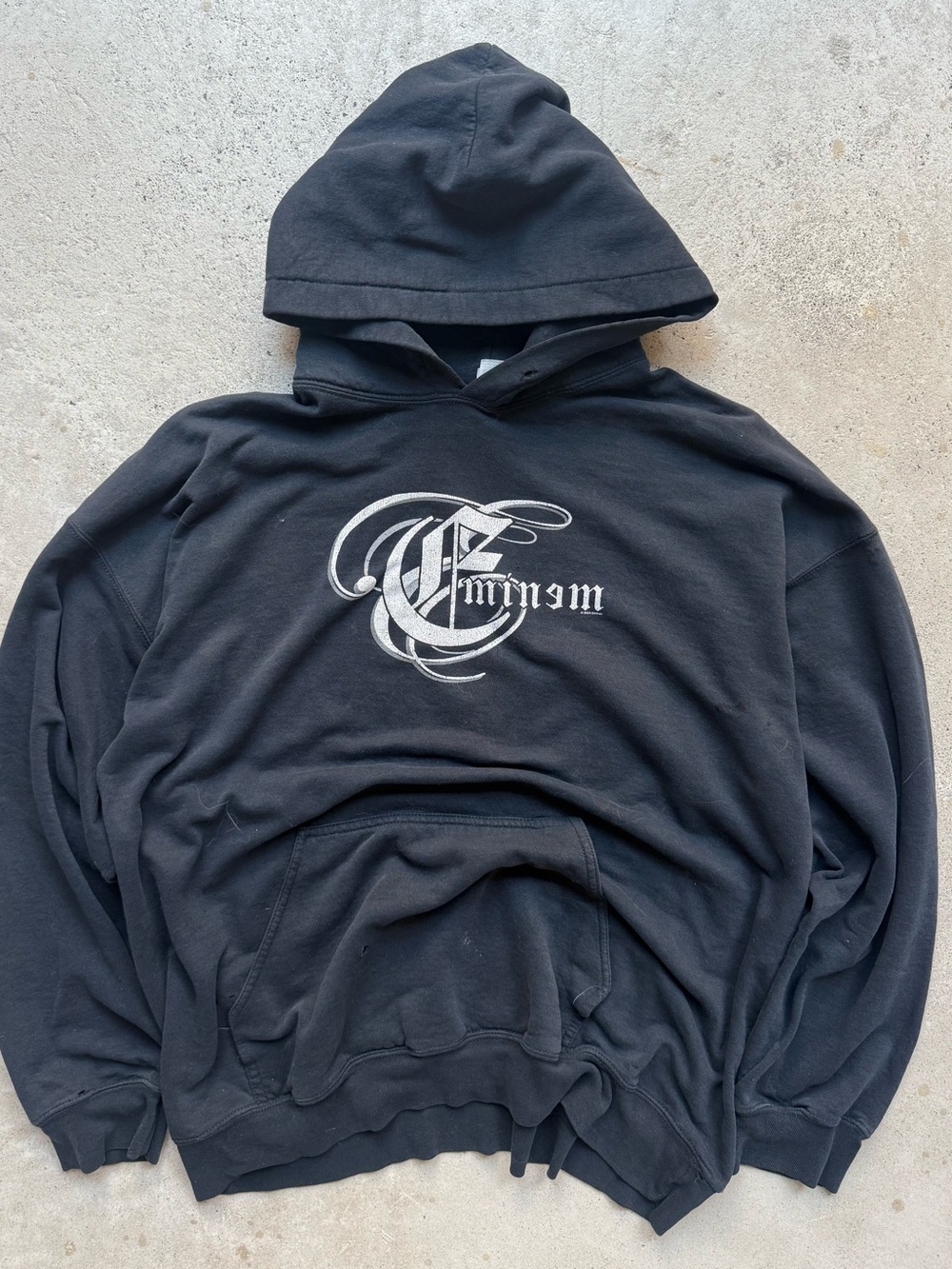 Vintage Eminem 2005 Y2K Rap Hip Hop Black Grunge Licensed Hoodie XL 26x29